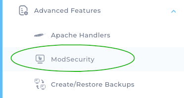 Menyvalg for ModSecurity