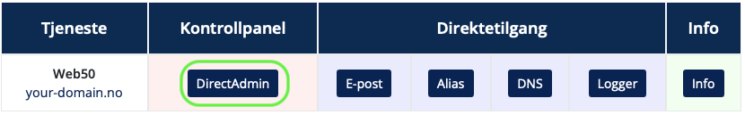 Link til DirectAdmin