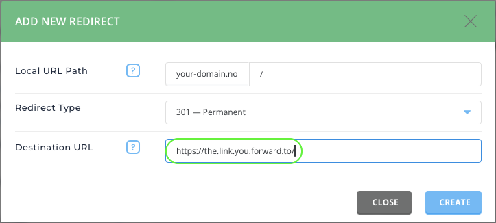 Opprett videresending